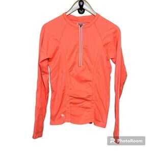 Athleta Cosmic Orange Reflective Half Zip Long Sleeve Athletic Top Size M